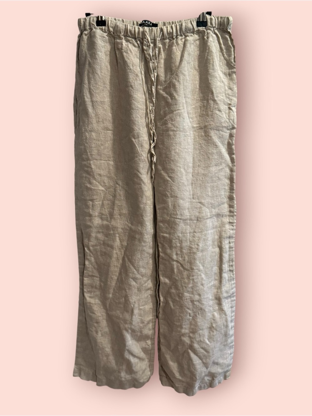 CAARA 100% Linen Wide Leg Pull On Pants